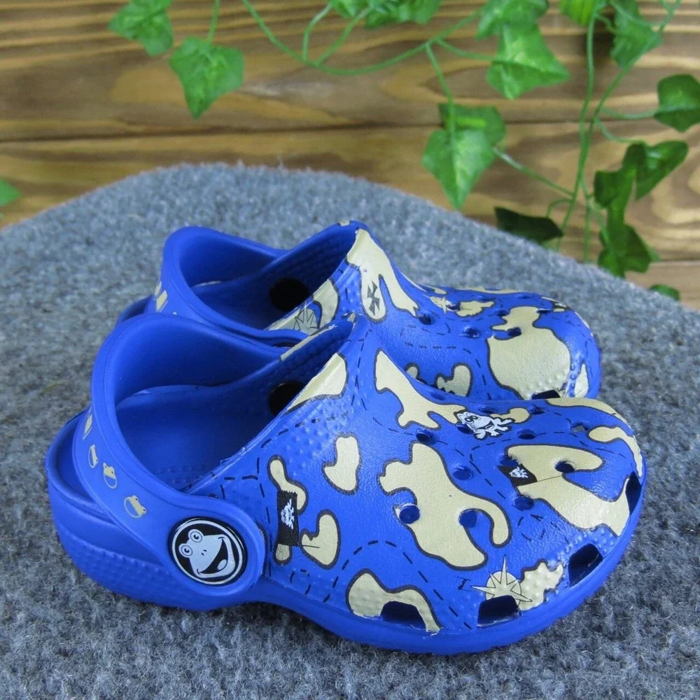 Coqui Unisex‎ Clog Size T 4-5 Medium Shoes Blue Synthetic Slip On